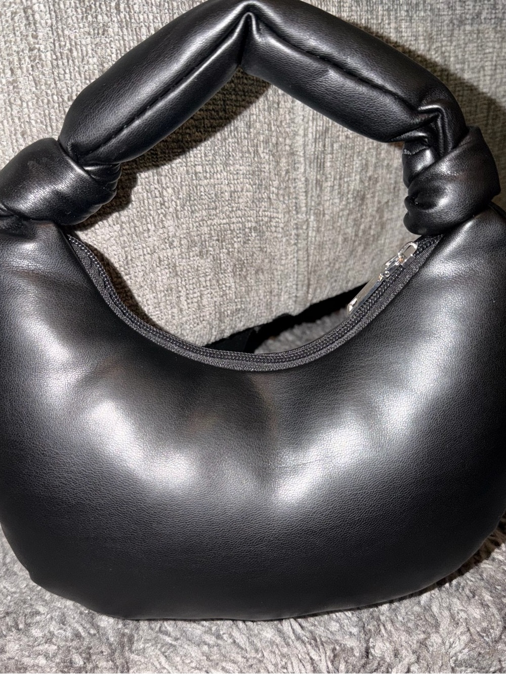 Black Knotted Handle Hobo Bag